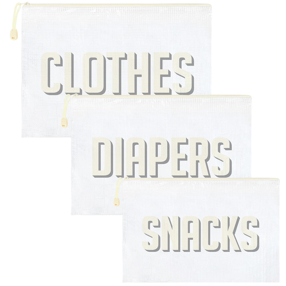 KUIRAN 3pc hospital bag pouches with sturdy zippers for secure organization.