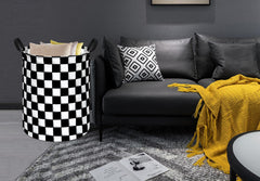 KUNRO checker-pattern storage bin with handles for portable organization.