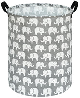 KUNRO Elephant round laundry basket front view keeps bedrooms tidy and organized.