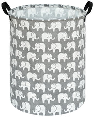 KUNRO Elephant round laundry basket front view keeps bedrooms tidy and organized.