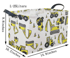 KUNRO excavator-themed nursery storage basket adds playful decor while organizing.