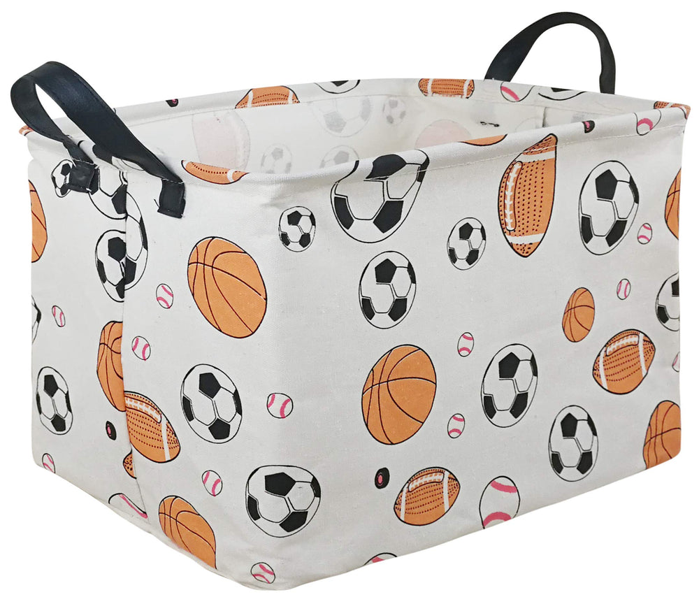 KUNRO Rectang Basket front view demonstrates durable linen-cotton weave for toy storage.