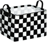 KUNRO rectangular checkered flag storage basket for chic room organization