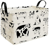 KUNRO Rectang Cow Storage Basket top-view shows organized shelf space for toys.