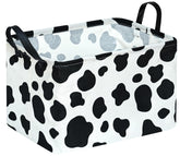 KUNRO rectangle storage basket in cow pattern keeps toys neatly organized and stylish.