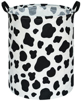 KUNRO round laundry basket with cow pattern, full view for storage