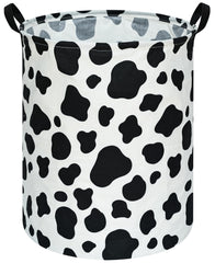 KUNRO round laundry basket with cow pattern, full view for storage