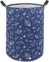 KUNRO round laundry basket navy spaceship with 63L capacity for organized laundry