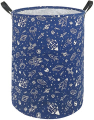 KUNRO round laundry basket navy spaceship with 63L capacity for organized laundry