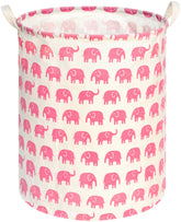 KUNRO round laundry basket pink elephant with collapsible design for easy storage
