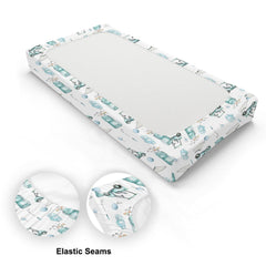 KuphiL10C watercolor golf changing pad cover nursery decor view emphasizes stylish, unisex print.