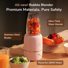 Kwiplee Bubble Blender Rose baby-food puree in progress demonstrates healthy meal options.