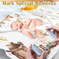 Kwtzkuo cowboy hat boots design blanket highlights keepsake-ready baby photos.