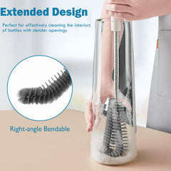 Kwude odorless dense nylon bristles remove stains without scratching delicate glassware.