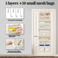 KYEVIS over the door organizer mesh pockets showcase transparent storage for easy item spotting.