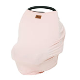 KYTE BABY car seat cover in blush side view shows soft, stretchable fabric for comfort and protection.