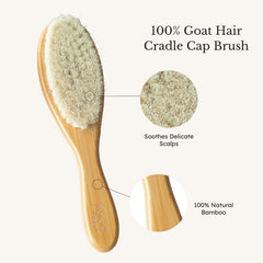 Kyte Baby goat hair bristles softly cleanse baby's delicate scalp.