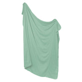 KYTE BABY Matcha swaddle blanket close-up of breathable bamboo rayon muslin for comfortable sleep