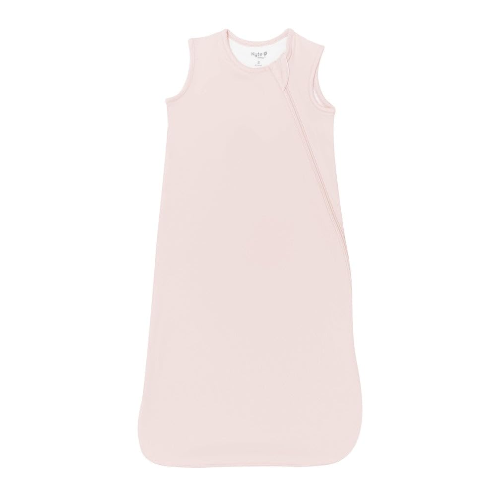 KYTE BABY sleep bag blush fabric closeup showing breathable bamboo blend for comfy nights.