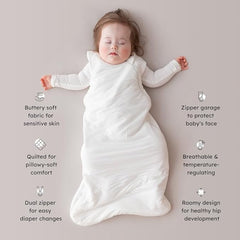 KYTE BABY sleep bag fabric closeup emphasizes breathable bamboo blend.