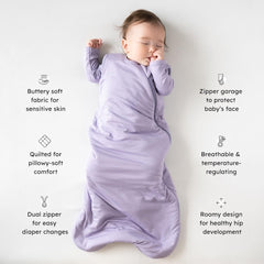 KYTE BABY sleep bag taro fabric closeup highlights soft, flexible bamboo blend
