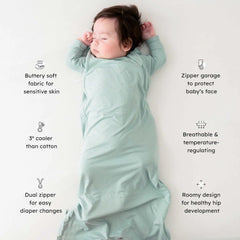 Kyte Baby sleep bag zipper detail enables easy diaper changes without waking baby