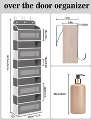 KYEVIS over-the-door organizer showing five shelves maximizing vertical storage.