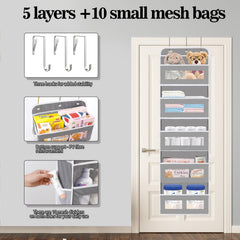 KYEVIS Over The Door Organizer back view with door hooks and protective ends.
