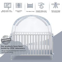 L RUNNZER crib tent breathable mesh close-up highlights air circulation.
