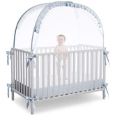 L RUNNZER crib tent clear mesh view for easy observation and airflow.