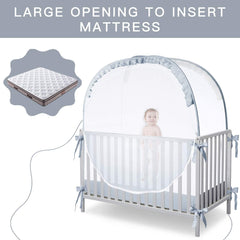 L RUNNZER crib tent large openings for effortless baby in/out.