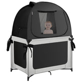L RUNNZER Pack N Play Cover setup demonstrates quick tool-free installation for on-the-go sleep.