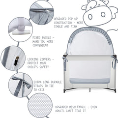 L RUNNZER Pack N Play Tent β mosquito-blocking mesh keeps mosquitoes away.