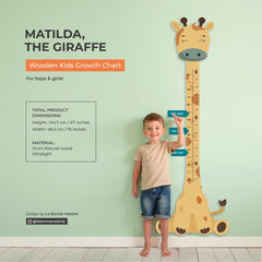 Matilda growth chart installation kit shows tool-free setup for quick wall mounting.