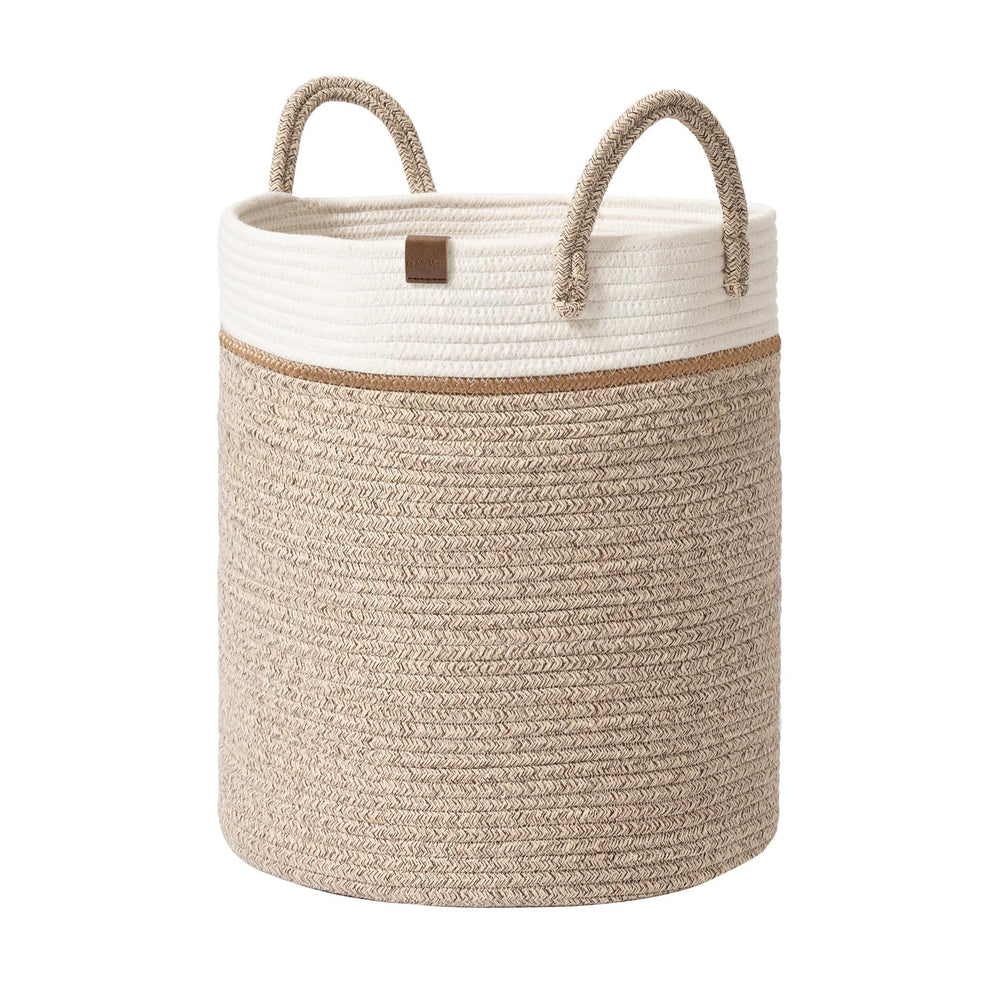 LA JOLIE MUSE basket-tall-hamper shows skin-friendly cotton rope storage for laundry