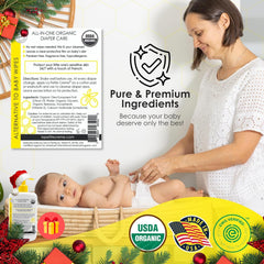 La Petite Creme liniment application shows creamy texture for gentle diaper changes.