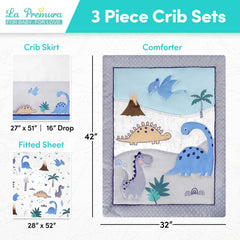 La Premura dinosaur quilt centre panel showing two dinosaur motifs for nursery focus.