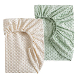 La Sheer fuzzy crib sheets 2-pack showcase plush fleece for ultra-soft baby sleep comfort.
