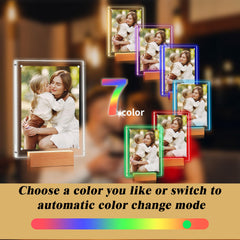 laapee led wooden display base showing ambient lighting to highlight memories at night