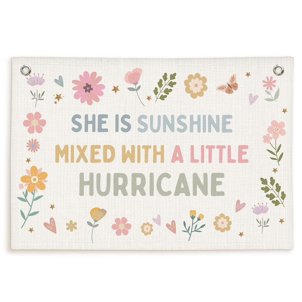 Lacama linen banner for little girl's room adds bright charm and easy wall appeal.
