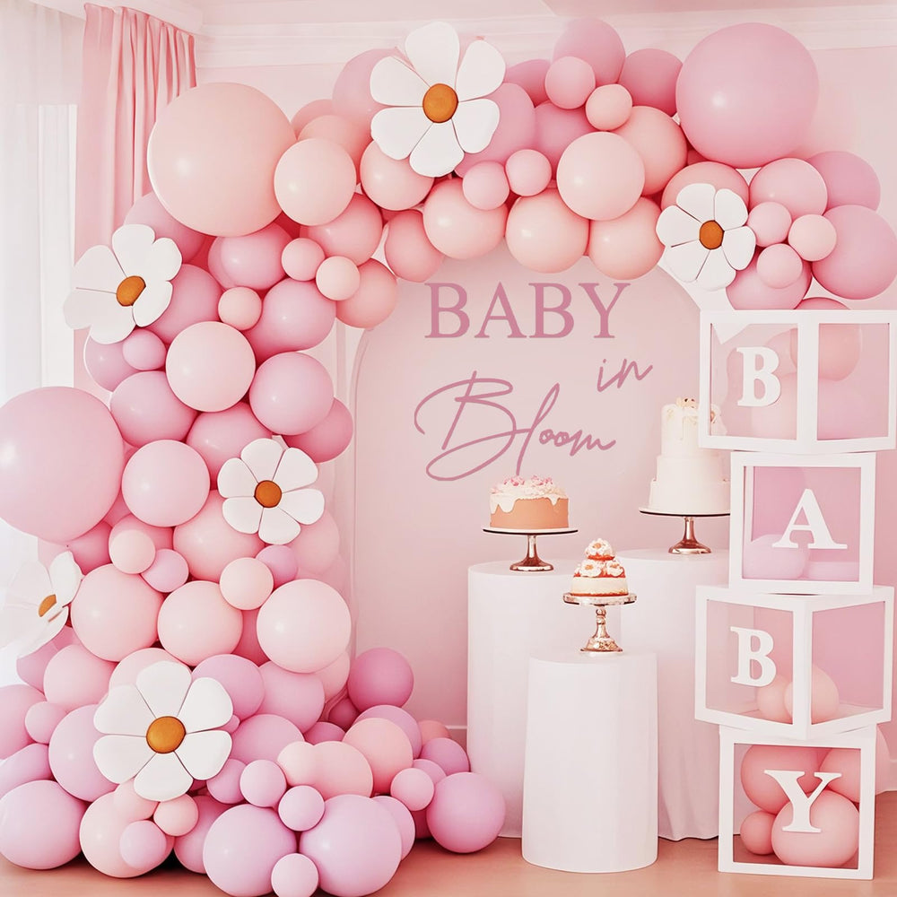 LACEVINE Baby in Bloom decal arch creates a welcoming entrance for baby showers.