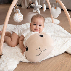 LADIDA Baby Play Mat interactive toys section with crinkle, rattle, and jingle cues.