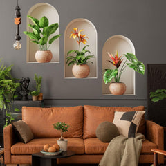 Ladinimo 3D Potted Plants Wall Sticker bedroom backdrop adds color and calm to your space.