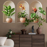 Ladinimo 3D Potted Plants Wall Sticker in the living room corner offers a lush, space-enhancing backdrop.