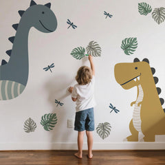 Ladinimo large dinosaur wall sticker front view energizes a child's room for imaginative play