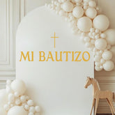 Ladinimo Mi Bautizo wall decal cross design for elegant ceremony backdrop