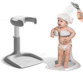 Laigoldana baby shower stand angle view highlights compact, hands-free bath time setup