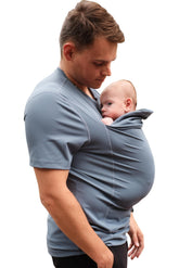 Lalabu Dad Shirt with baby pouch—secure hands-free bonding during daily routines.