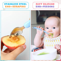 Lallisa cyan double-head spoon with dual ends for feeding and prep.