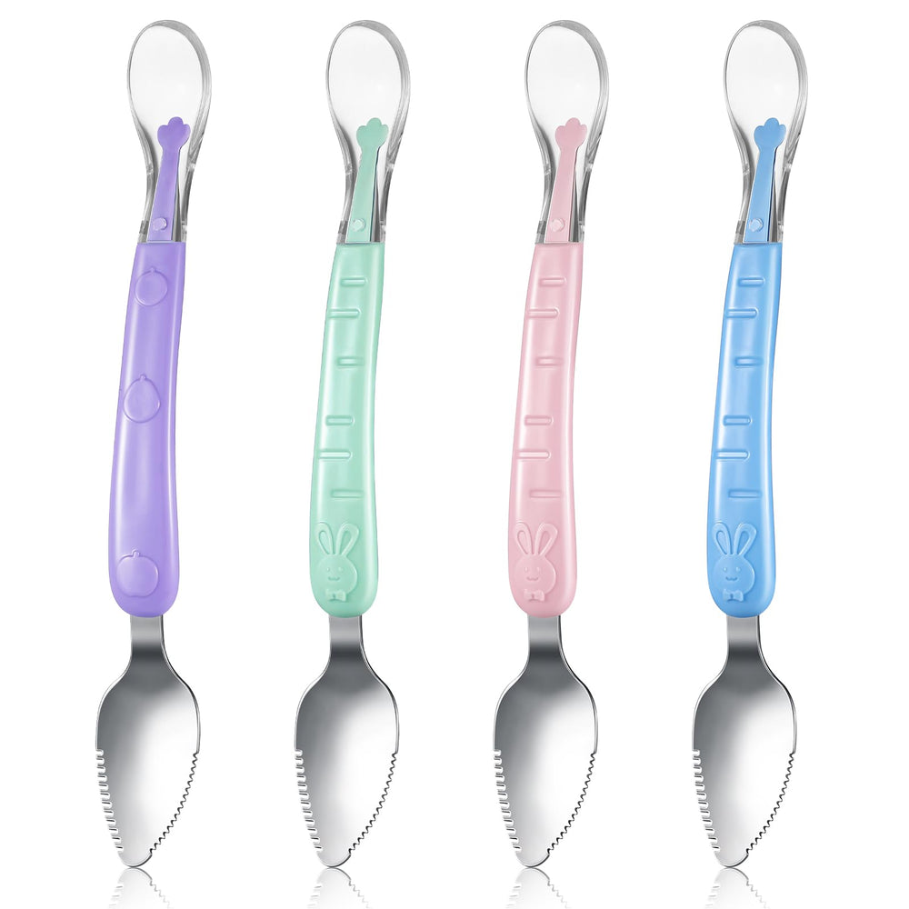 Lallisa purple double-head spoon for gentle feeding.